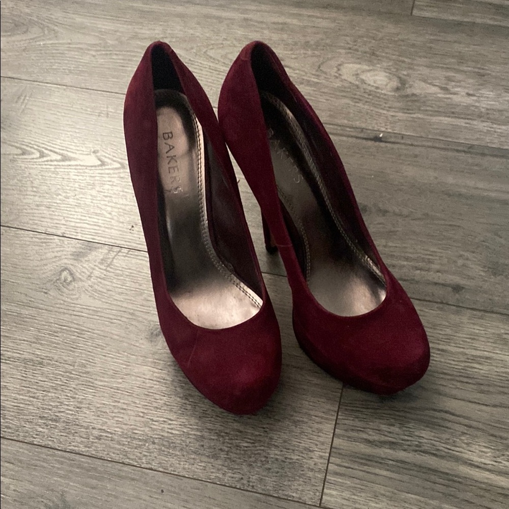Bakers Red Suede Heels Classic Pumps